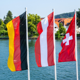 Picture of the flags of Germany, Austria, and Switzerland